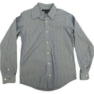 Classic Men's Navy and White Stripe Button-Up Shirt